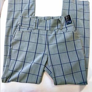 Grey Checked High Waist Work Pants